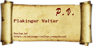 Plakinger Valter névjegykártya